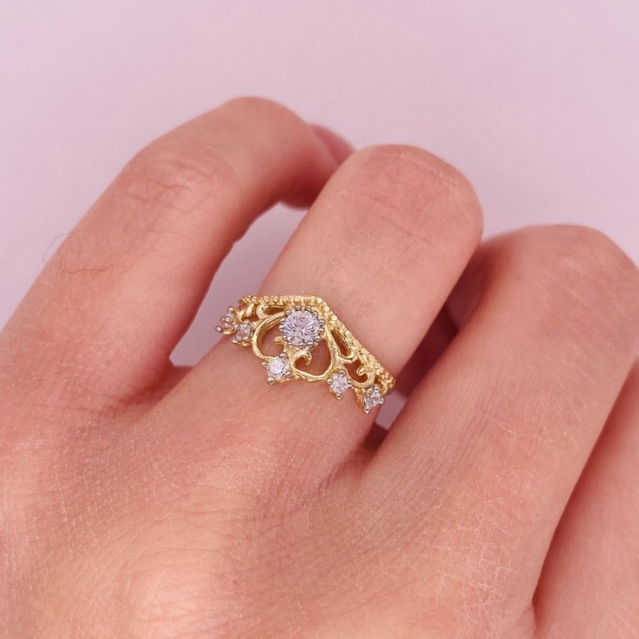 Joyeria Fina Infiniti Joyas Anillos Varios | Anillo Oro Amarillo 10K - Corona Con Zirconias