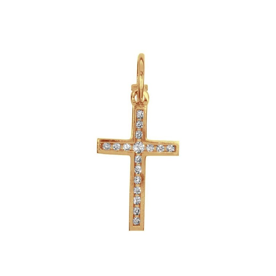 Joyeria Fina Infiniti Joyas Cruces | Cruz Oro 10K - Zirconias En Bisel De 2.5 Cm Alto