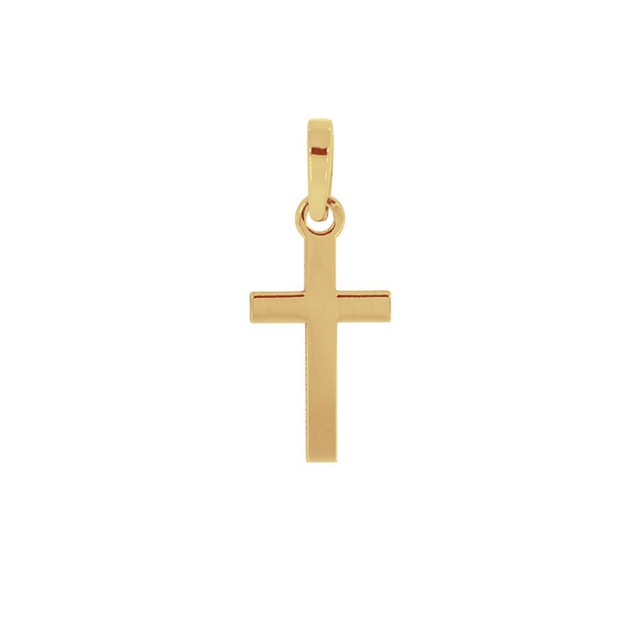 Joyeria Fina Infiniti Joyas Cruces | Cruz Oro 14K - Lisa De 1.8 Cm Alto, 0.8 Cm Ancho