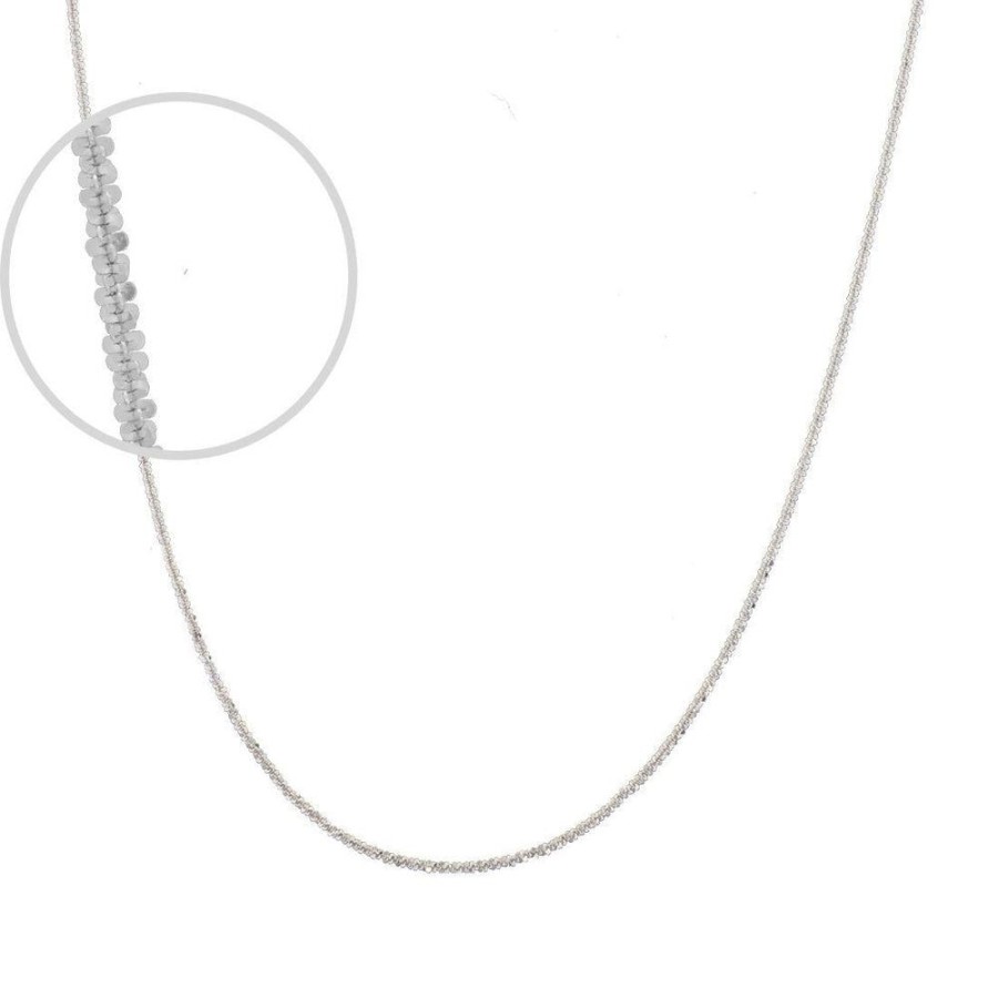 Joyeria Fina Infiniti Joyas Cadenas 10K | Cadena Criss-Cross 40 Cm, Ancho 1 Mm, Oro Blanco 10K