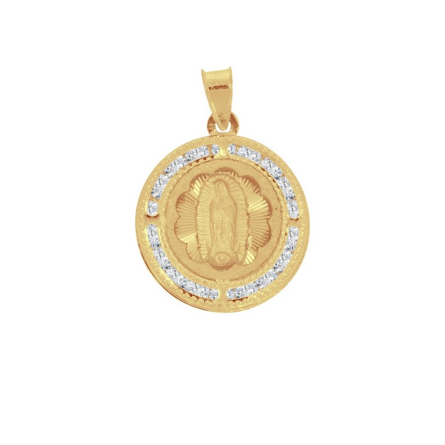 Joyeria Fina Infiniti Joyas Medallas | Medalla Oro 10K - Virgen De Guadalupe Con Zirconias