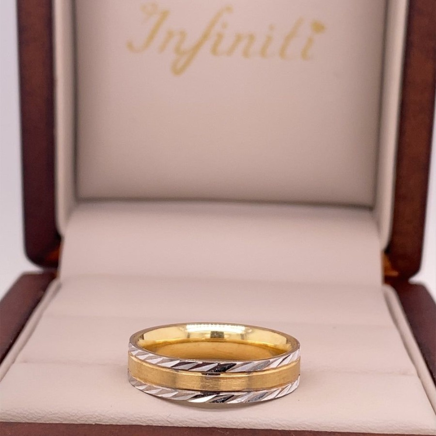 Joyeria Fina Infiniti Joyas Argollas Matrimoniales | Argolla Oro 10K - Combinada 5 Mm Ancho