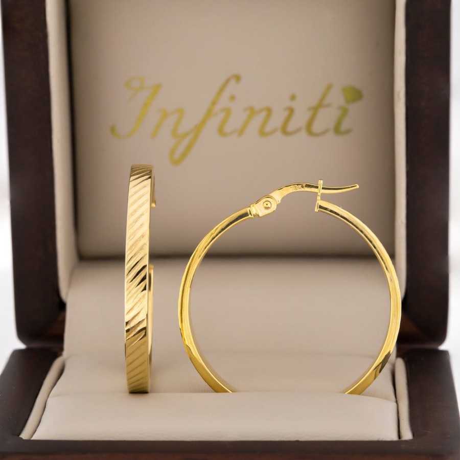 Joyeria Fina Infiniti Joyas Arracadas | Arracada Oro 10K - Texturizada 3 Y 3.4 Cm Diametro