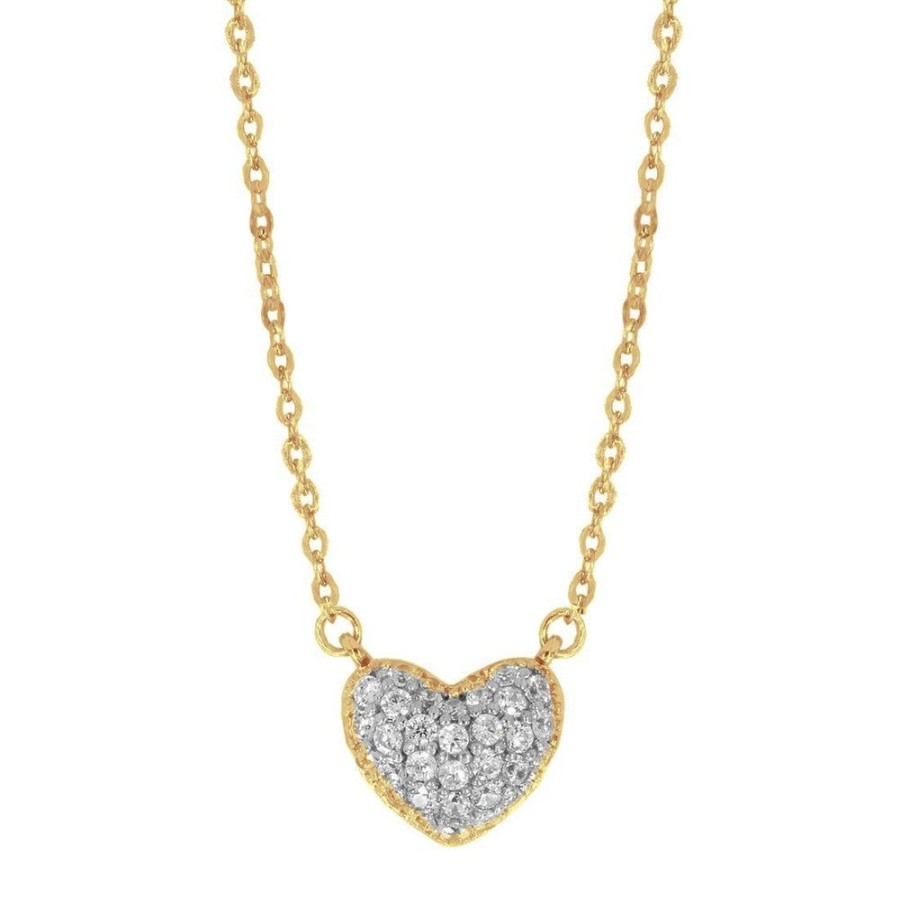 Joyeria Fina Infiniti Joyas Gargantillas | Gargantilla Oro 10K, Con Dije De Corazon Con Zirconias, 45 Cm Largo