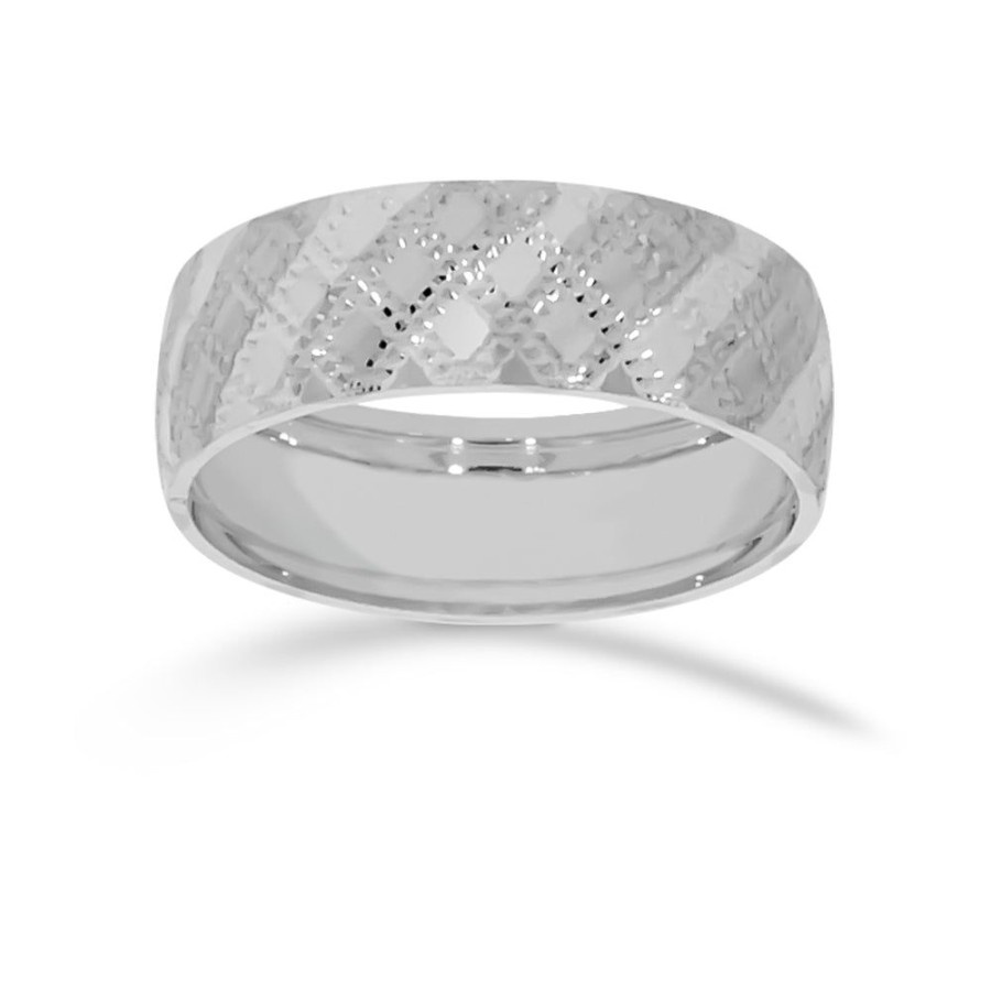 Joyeria Fina Infiniti Joyas Argollas Matrimoniales | Argolla Oro Blanco 10K - Linea Platinada, Ancho 6 Mm