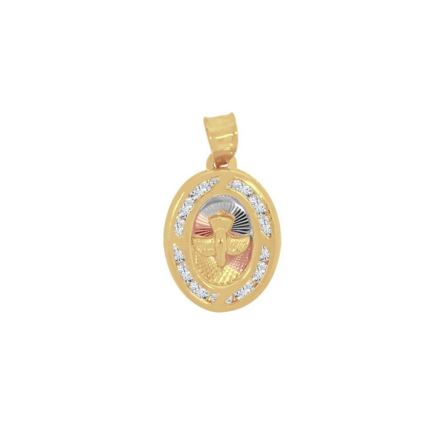 Joyeria Fina Infiniti Joyas Medallas | Medalla Oro 14K - Espiritu Santo Con Zirconia