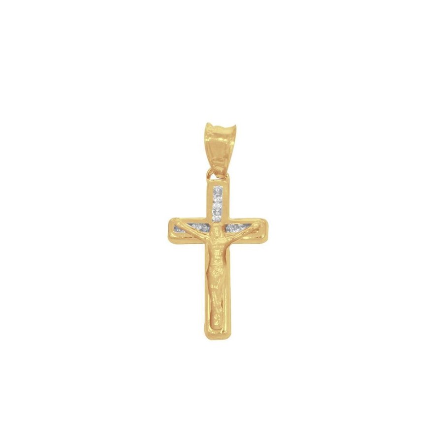 Joyeria Fina Infiniti Joyas Cruces | Dije Oro 10K, Cruz Con Zirconias, 2 Cm Alto, Largo 1 Cm