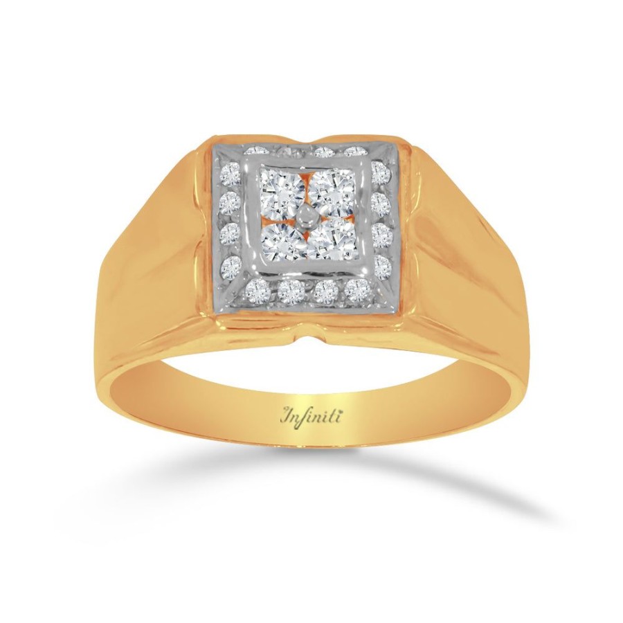 Joyeria Fina Infiniti Joyas Anillos Varios | Anillo Oro 10K - Cuadrado Con Zirconias