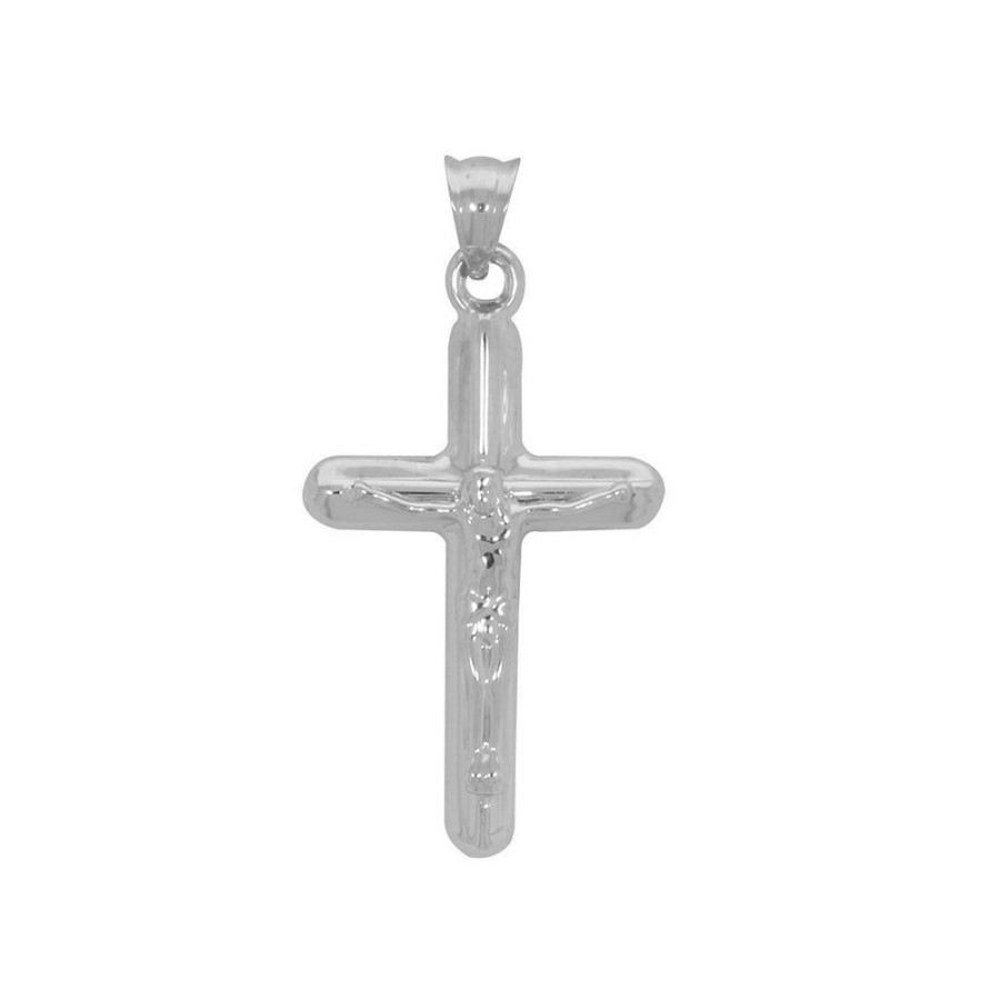 Joyeria Fina Infiniti Joyas Cruces | Dije Oro Blanco 10K - Cruz Con Cristo