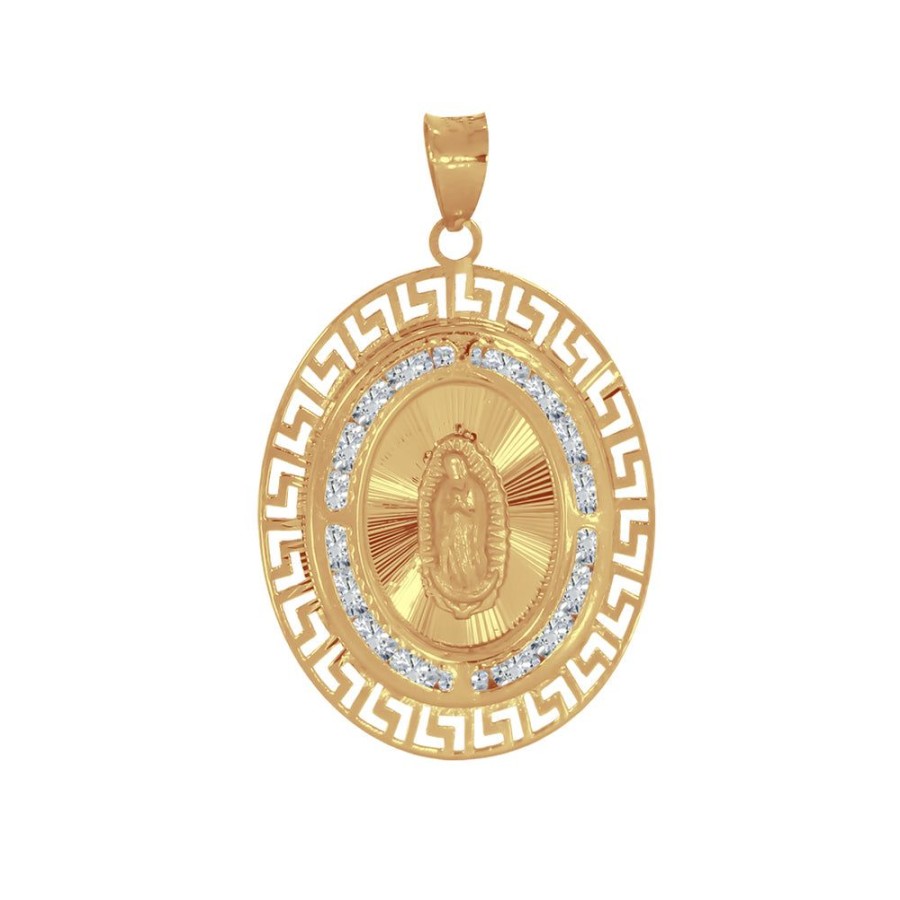 Joyeria Fina Infiniti Joyas Medallas | Medalla Oro 10K - Virgen De Guadalupe 2.7 Cm Con Zirconias