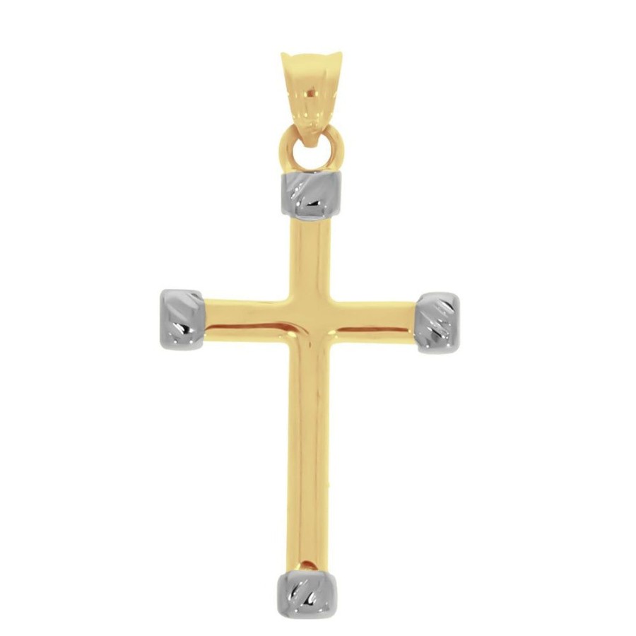 Joyeria Fina Infiniti Joyas Cruces | Cruz Redondeada Con Orillas Diamantadas - Oro 14K