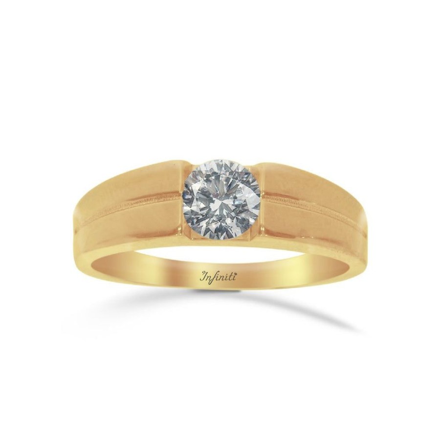 Joyeria Fina Infiniti Joyas Caballero | Anillo Oro Amarillo 14K - Zirconia 5.5 Mm