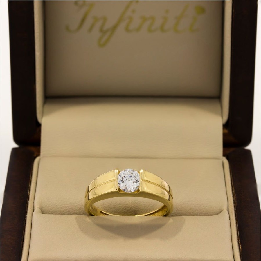 Joyeria Fina Infiniti Joyas Caballero | Anillo Oro Amarillo 14K - Zirconia 5.5 Mm