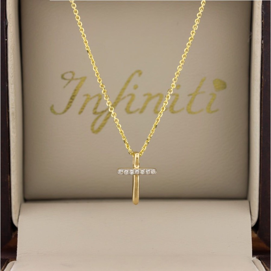 Joyeria Fina Infiniti Joyas Cruces | Cruz Oro Amarillo 14K - Diamantes 2.2 Puntos Totales