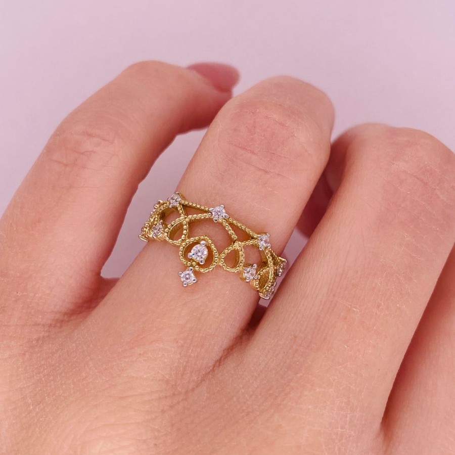 Joyeria Fina Infiniti Joyas Anillos Varios | Anillo Oro Amarillo 10K, Corona Con Zirconias