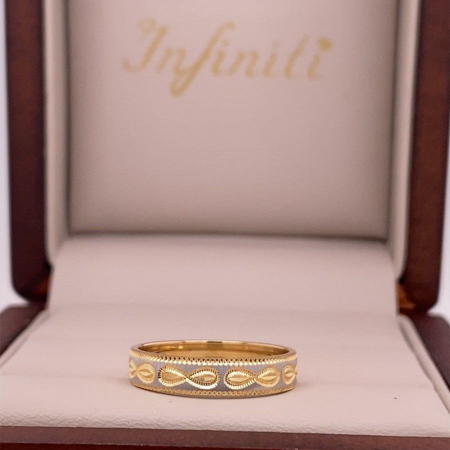 Joyeria Fina Infiniti Joyas Argollas Matrimoniales | Argolla Oro 10K - Infinitos Combinada 4 Mm