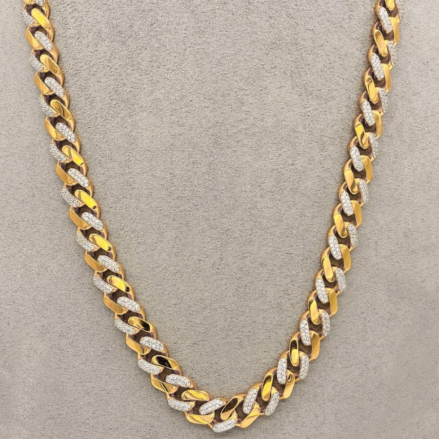 Joyeria Fina Infiniti Joyas Cadenas 10K | Cadena Oro 10K - Cubano De 60 Cm, Ancho 11 Mm