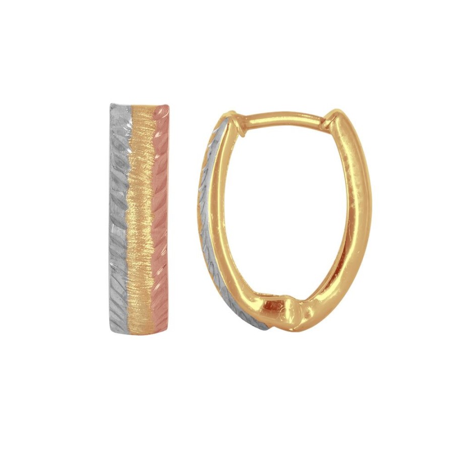 Joyeria Fina Infiniti Joyas Huggies | Huggies Oro 10K - Florentino Con Textura, Ancho 1.8 Mm