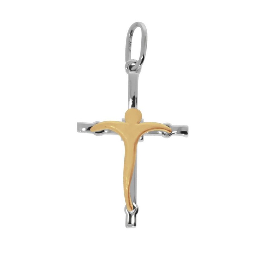 Joyeria Fina Infiniti Joyas Cruces | Cruz Con Cristo Amarillo - Oro Blanco 14K