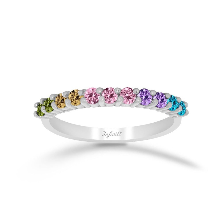 Joyeria Fina Infiniti Joyas Churumbelas | Churumbela Oro Blanco 10K - Arcoiris De Piedras