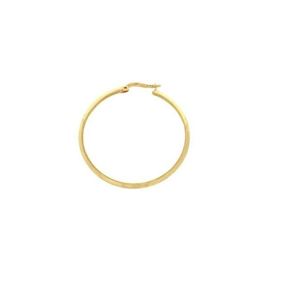 Joyeria Fina Infiniti Joyas Arracadas | Huggies Oro 14K - Tubo Triangular Liso 1.3 Cm Diametro