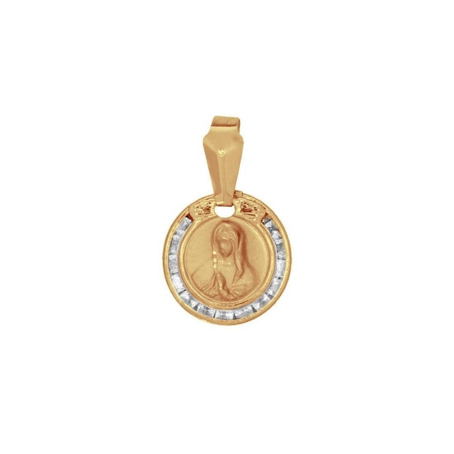 Joyeria Fina Infiniti Joyas Medallas | Medalla Virgen Guadalupe Busto Oro 10K, Con Zirconias, 1.5 Cm Alto, Largo 1 Cm, Oro 10K