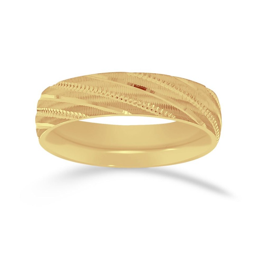 Joyeria Fina Infiniti Joyas Argollas Matrimoniales | Argolla Oro 14K - Acabado Facetado Con Confort, Ancho 5 Mm