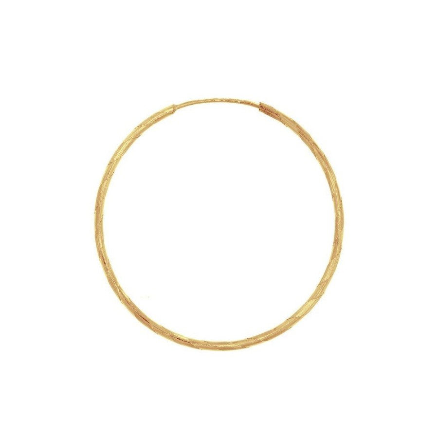 Joyeria Fina Infiniti Joyas Arracadas | Arracada Oro 14K - Tubo Diamantado 2.4 Cm Diametro