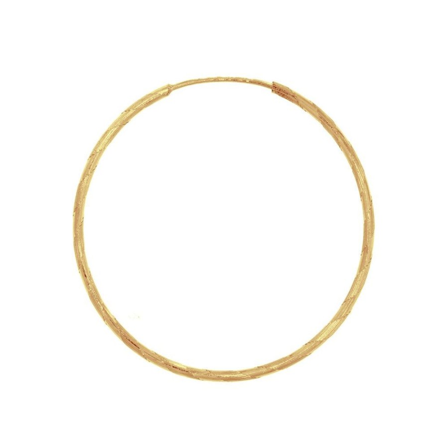 Joyeria Fina Infiniti Joyas Arracadas | Arracada Oro 14K - Tubo Diamantado 2.8 Cm Diametro