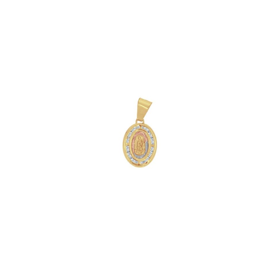 Joyeria Fina Infiniti Joyas Medallas | Medalla Oro 10K - Virgen De Guadalupe Con Zirconias