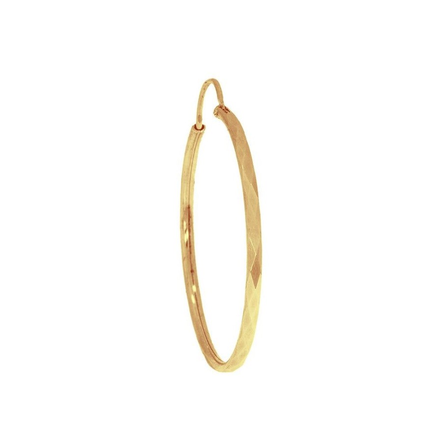 Joyeria Fina Infiniti Joyas Arracadas | Arracada Oro 10K - Tubo Diamantado 3.5 Cm Diametro