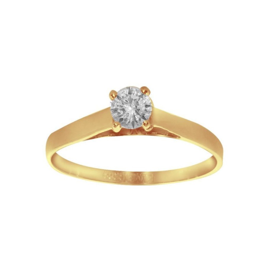 Joyeria Fina Infiniti Joyas Anillos De Compromiso | Anillo Solitario Oro 14K, Zirconia De 4 Mm