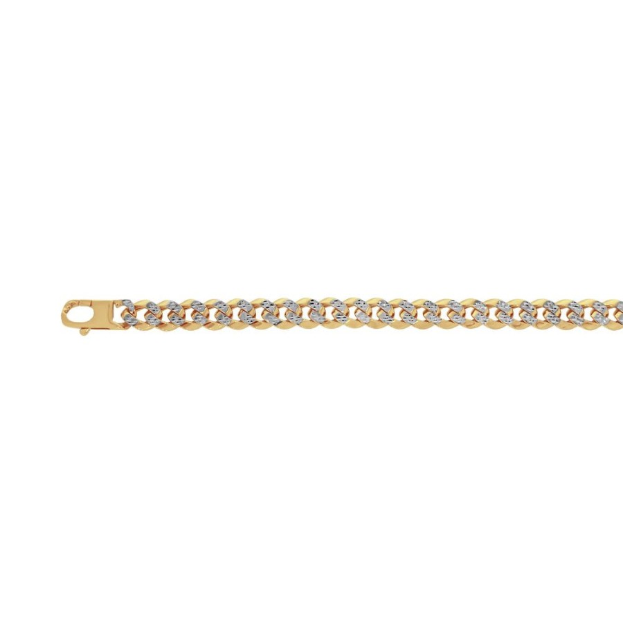 Joyeria Fina Infiniti Joyas Caballero | Pulso Oro 10K - Estilo Cubano Con Diamantado 21 Cm Largo