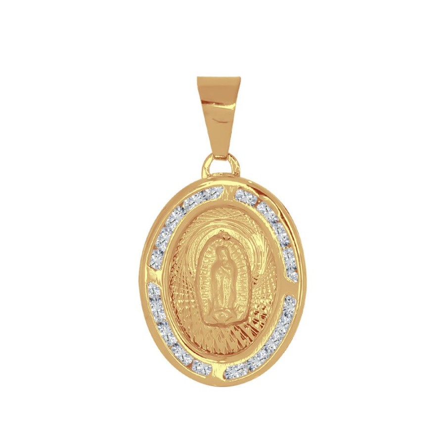 Joyeria Fina Infiniti Joyas Medallas | Medalla Oro 10K - Virgen De Guadalupe 2.4 Cm Con Zirconias