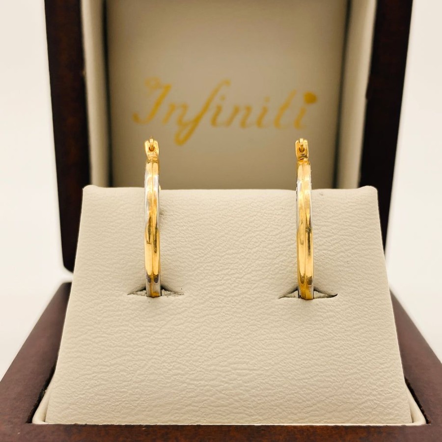 Joyeria Fina Infiniti Joyas Arracadas | Arracadas Oro 10K - Laterales Platinadas