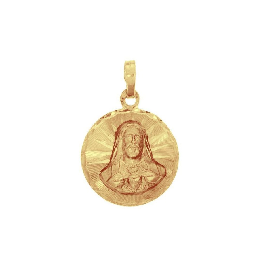 Joyeria Fina Infiniti Joyas Medallas | Medalla Oro 10K - Sagrado Corazon De Jesus 2.4 Cm Alto