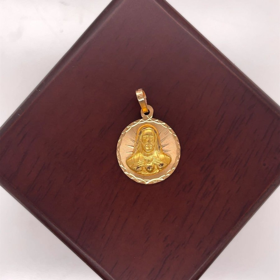 Joyeria Fina Infiniti Joyas Medallas | Medalla Oro 10K - Sagrado Corazon De Jesus 2.4 Cm Alto