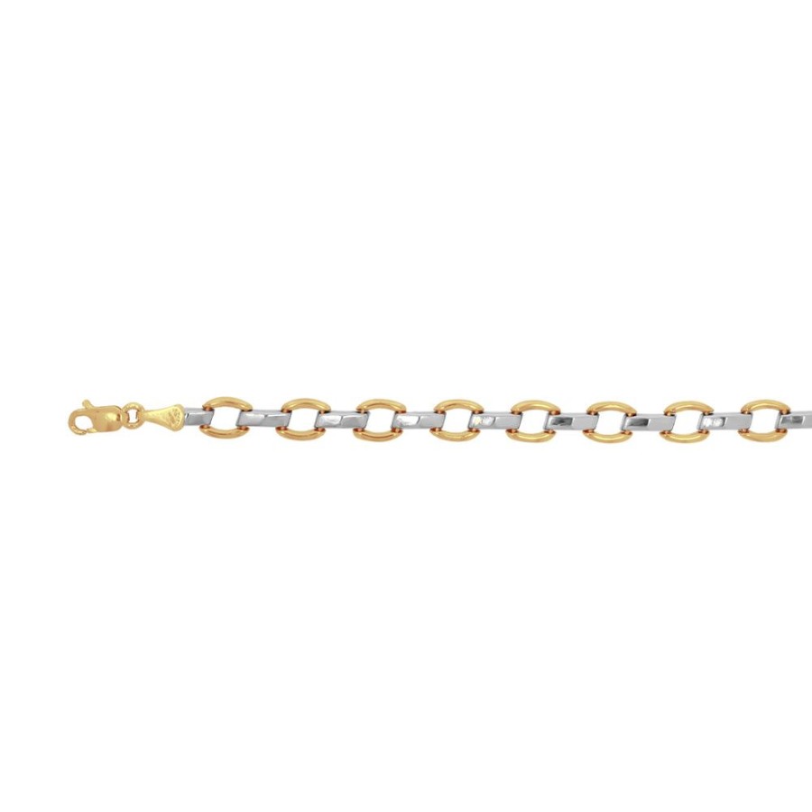 Joyeria Fina Infiniti Joyas Pulseras Dama | Pulsera Oro 10K, Con Eslabon Cuadro Y Barritas Lisas, Largo 18 Cm, Ancho 6 Mm, Oro 10K