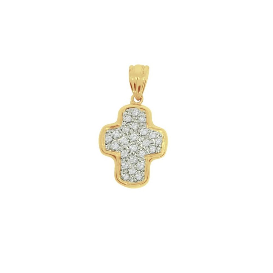 Joyeria Fina Infiniti Joyas Cruces | Cruz Oro Amarillo 14K, Diamantes 20 Puntos Totales