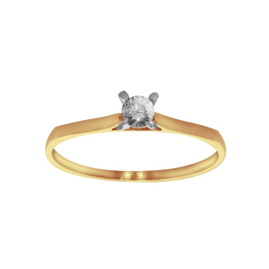 Joyeria Fina Infiniti Joyas Anillos De Compromiso | Anillo Oro 10K, Solitario Con Zirconia 3.5 Mm