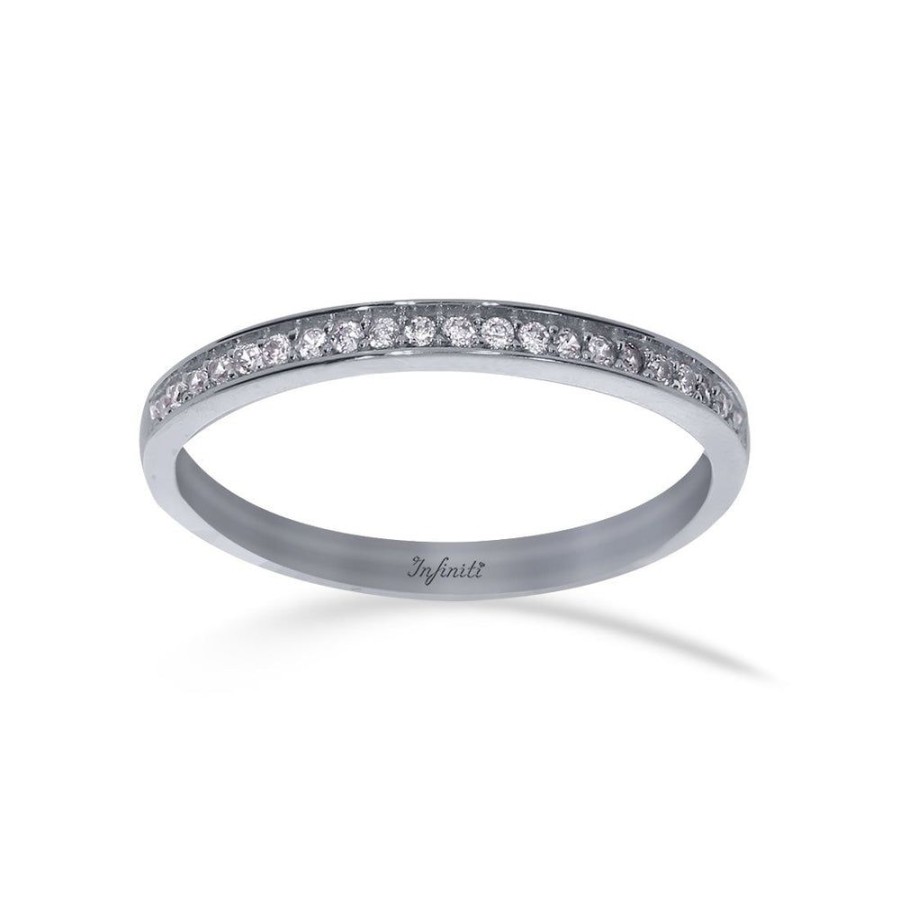 Joyeria Fina Infiniti Joyas Churumbelas | Churumbela Oro Blanco 10K - Zirconias De 1 Mm Estilo Canal