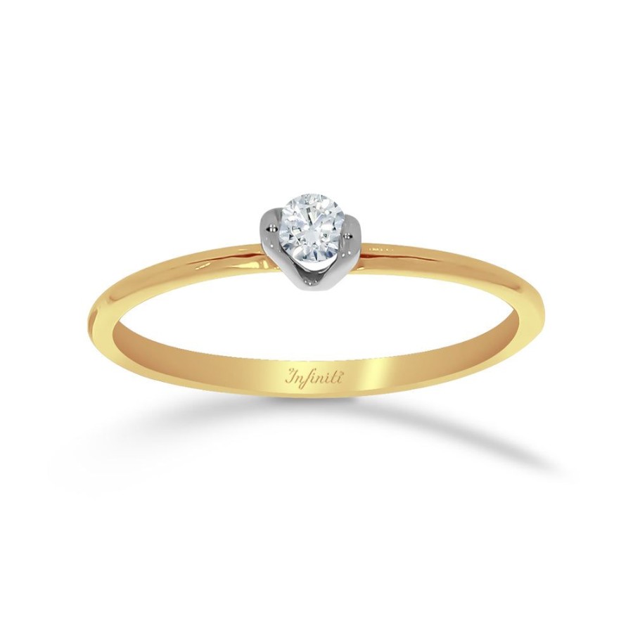 Joyeria Fina Infiniti Joyas Anillos De Compromiso | Anillo Solitario Oro 14K - Diamante De 10 Puntos