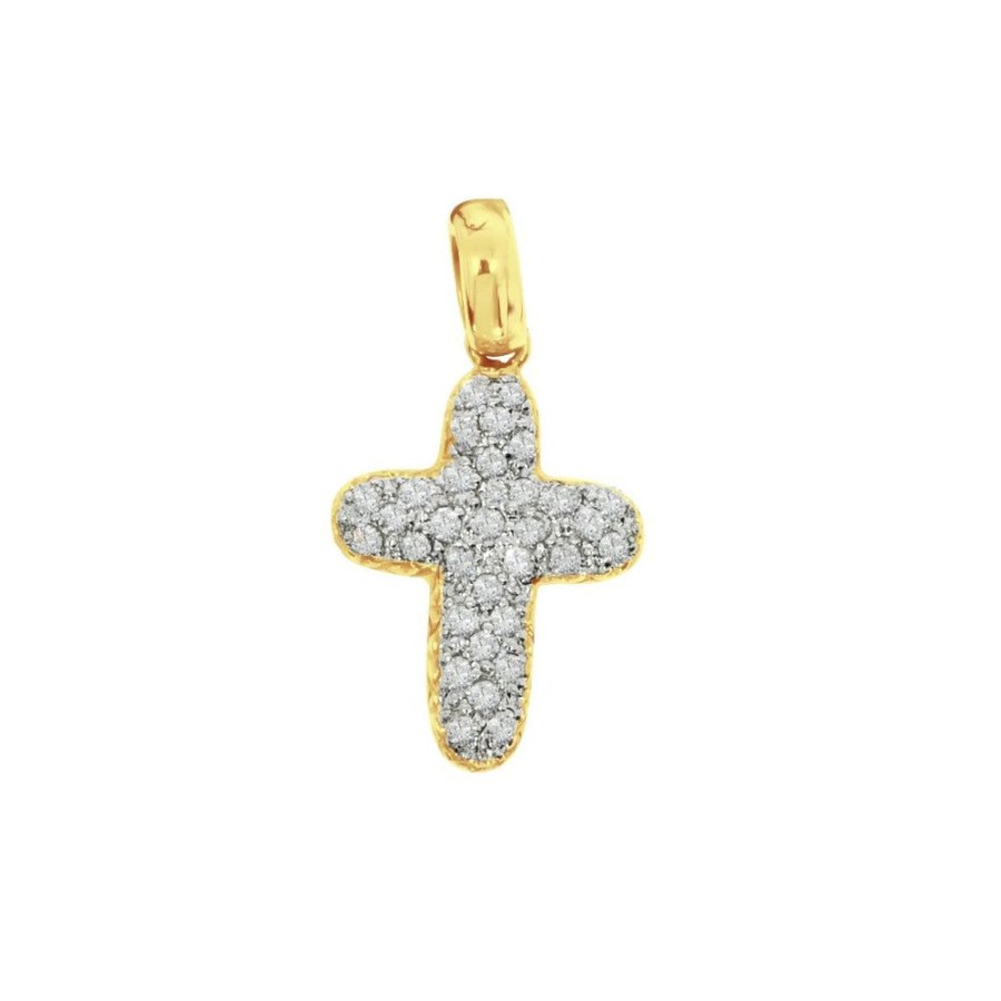 Joyeria Fina Infiniti Joyas Cruces | Cruz Oro Amarillo 14K, Diamantes De 22 Puntos Totales