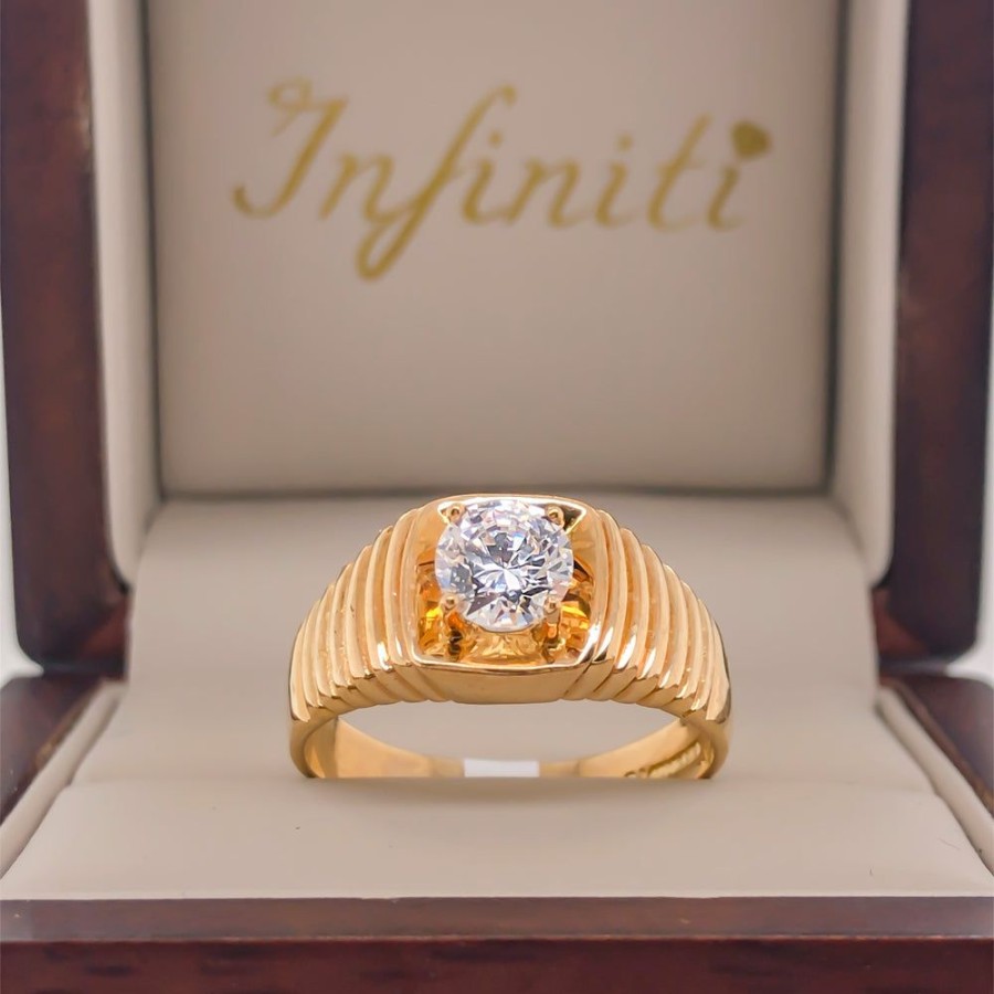 Joyeria Fina Infiniti Joyas Anillos De Compromiso | Anillo Solitario Oro 10K, Con Zirconia Central 6 Mm