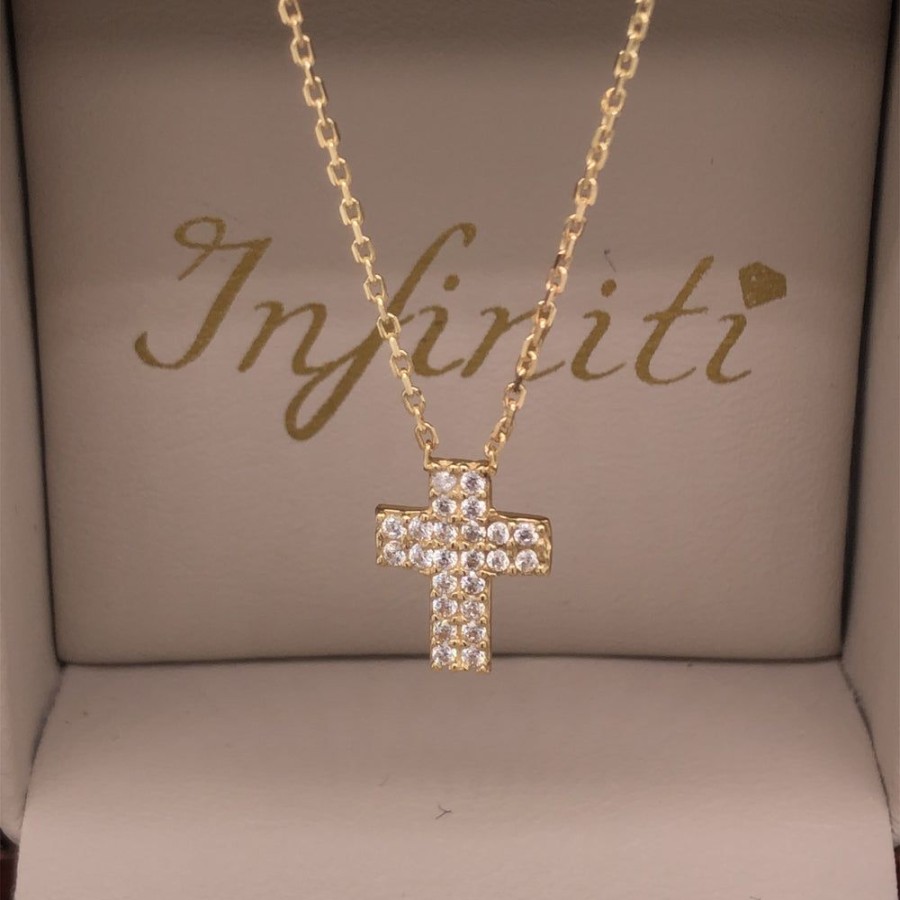 Joyeria Fina Infiniti Joyas Gargantillas | Gargantilla Oro 10K - Cruz Con Zirconias