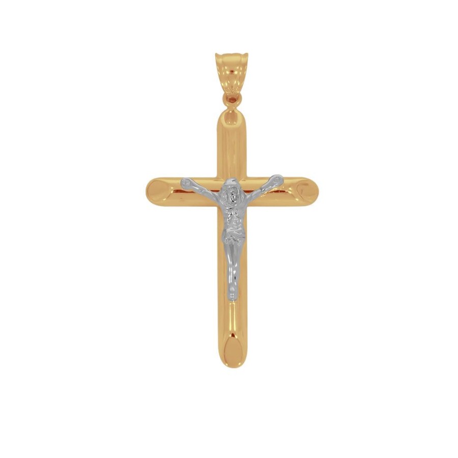 Joyeria Fina Infiniti Joyas Cruces | Cruz Oro 10K - Con Cristo Blanco 4.3 Cm Alto, 2.4 Cm Ancho