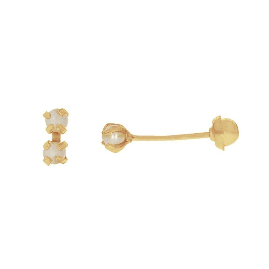 Joyeria Fina Infiniti Joyas Broqueles | Broquel Perla Tu Y Yo, 14K