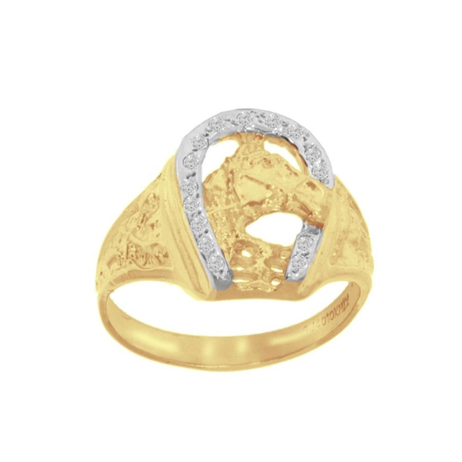 Joyeria Fina Infiniti Joyas Anillos Varios | Anillo Oro 10K, Herradura Con Zirconias