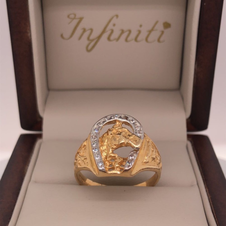 Joyeria Fina Infiniti Joyas Anillos Varios | Anillo Oro 10K, Herradura Con Zirconias