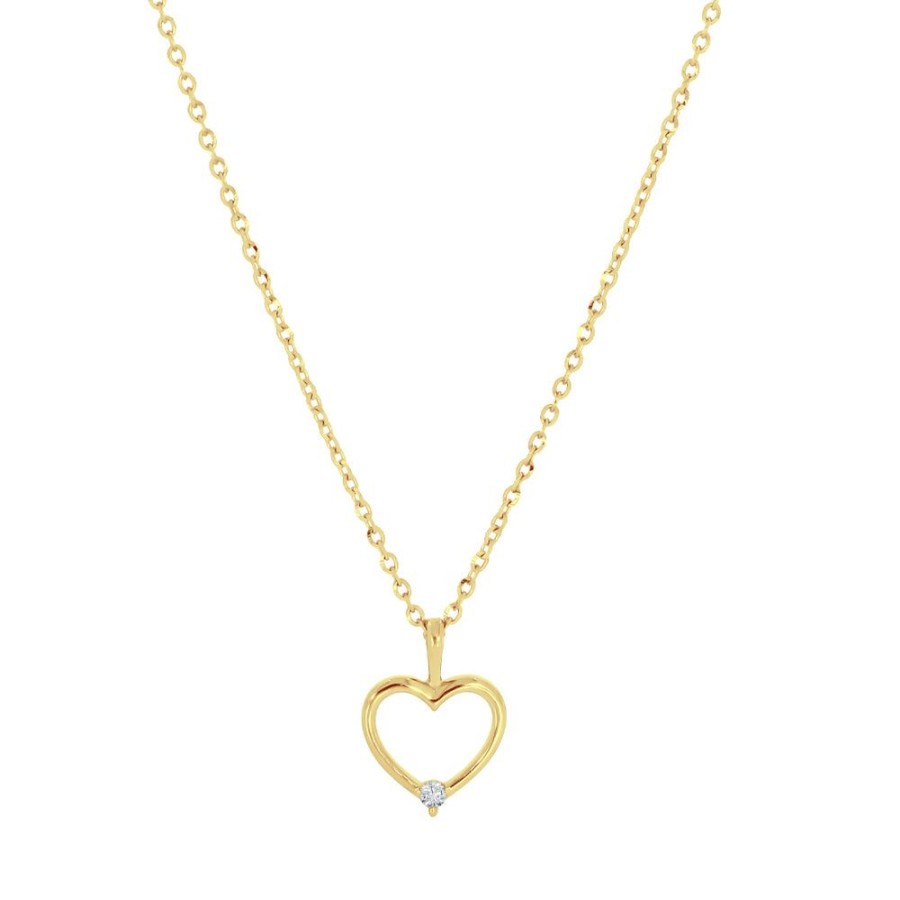 Joyeria Fina Infiniti Joyas Gargantillas | Gargantilla Oro 14K - Corazon Con Diamante 0.02 Ct